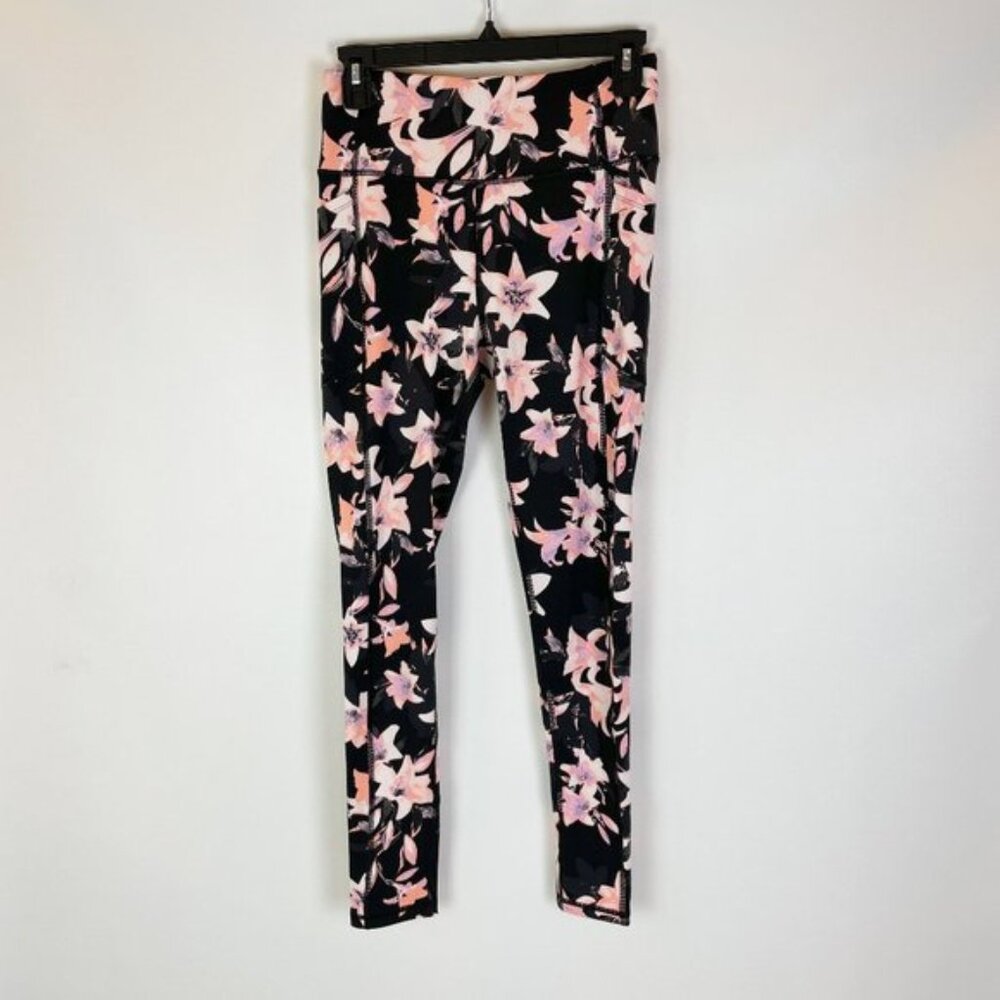 NWOT Victoria's Secret Legging 8 Black Pink Floral  B1638